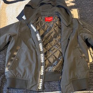 Guess Black Quilted Hooded Jacket